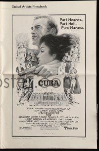 9d505 CUBA pressbook '79 cool Ted CoConis artwork of Sean Connery & Brooke Adams and cigars!