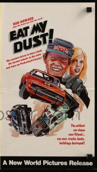 9d511 EAT MY DUST pressbook '76 Ron Howard pops the clutch and tells the world, car chase art!