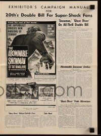9d518 GHOST DIVER/ABOMINABLE SNOWMAN OF THE HIMALAYAS pressbook '57 2-bill for super-shock fans!