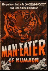 9d556 MAN-EATER OF KUMAON pressbook '48 Sabu, Wendell Corey, Joanne Page, cool art of tiger!