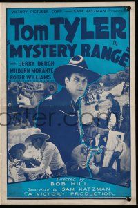 9d574 MYSTERY RANGE pressbook '37 many great images of cowboy hero Tom Tyler fighting bad guys!