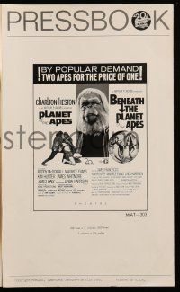 9d603 PLANET OF THE APES/BENEATH THE PLANET OF THE APES pressbook '71 2 apes for the price of 1!
