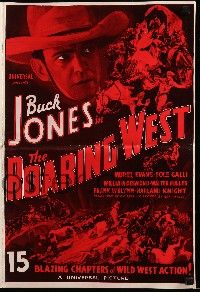 9d619 ROARING WEST pressbook 1970s cowboy Buck Jones, cool western serial art!