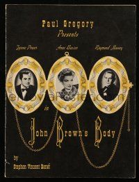 9d836 JOHN BROWN'S BODY stage play souvenir program book '53 Tyrone Power, Baxter, Raymond Massey