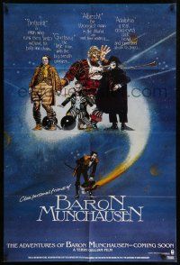 9f022 ADVENTURES OF BARON MUNCHAUSEN teaser 1sh '89 directed by Terry Gilliam, Casaro art!