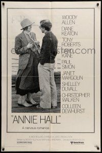 9f043 ANNIE HALL 1sh '77 full-length Woody Allen & Diane Keaton in a nervous romance!