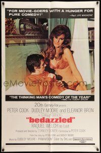 9f074 BEDAZZLED 1sh '68 classic fantasy, Dudley Moore stares at sexy Raquel Welch as Lust!