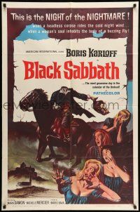 9f097 BLACK SABBATH 1sh '64 Boris Karloff in Mario Bava's I Tre volti Della Paura, severed head!