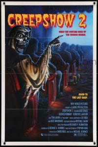 9f166 CREEPSHOW 2 1sh '87 Tom Savini, great Winters artwork of skeleton guy in theater!