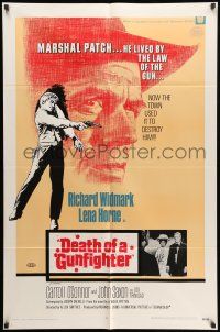 9f188 DEATH OF A GUNFIGHTER int'l 1sh '69 art of Richard Widmark, he lived by the law of the gun!