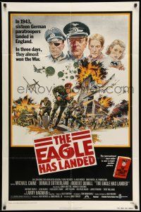 9f225 EAGLE HAS LANDED 1sh '77 cool art of Michael Caine & Robert Duvall in World War II!