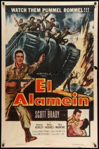 9f227 EL ALAMEIN 1sh '53 Scott Brady, Edward Ashley & troops pummel Rommel in World War II!