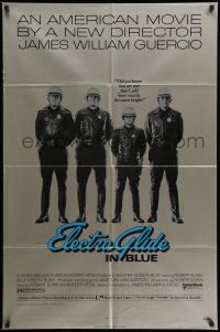 9f229 ELECTRA GLIDE IN BLUE foil 1sh 1973 short cop Robert Blake and Alan Ladd are same height!