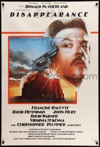 9f204 DISAPPEARANCE English 1sh '77 Castle art of Donald Sutherland w/gun to his head!
