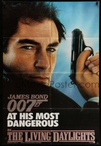 9f517 LIVING DAYLIGHTS int'l teaser 1sh '87 Timothy Dalton as the most dangerous James Bond ever!