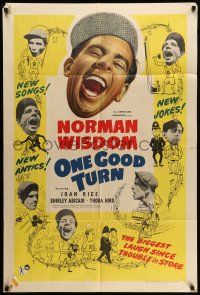 9f671 ONE GOOD TURN English 1sh '54 Joan Rice, Shirley Abicair, cool art of Norman Wisdom!