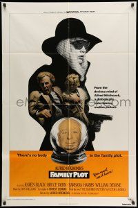 9f253 FAMILY PLOT int'l 1sh '76 from the mind of devious Alfred Hitchcock, Karen Black, Bruce Dern!