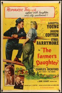 9f255 FARMER'S DAUGHTER 1sh R54 Loretta Young, Joseph Cotten, Ethel Barrymore