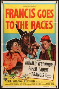 9f295 FRANCIS GOES TO THE RACES 1sh '51 Donald O'Connor & talking mule, horse racing!