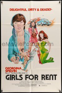 9f314 GIRLS FOR RENT 1sh '74 sexy delightful dirty & deadly bad girl Georgina Spelvin!