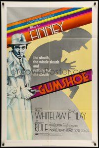 9f342 GUMSHOE 1sh '72 Stephen Frears directed, cool film noir artwork of Albert Finney!