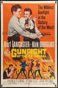 9f344 GUNFIGHT AT THE O.K. CORRAL 1sh R64 Burt Lancaster, Kirk Douglas, directed by John Sturges!