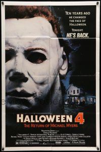 9f352 HALLOWEEN 4 1sh '88 Ten years ago he changed Halloween. tonight Michael Myers is back!