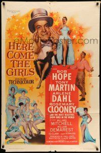 9f377 HERE COME THE GIRLS 1sh '53 Bob Hope, Tony Martin & most beautiful showgirls!