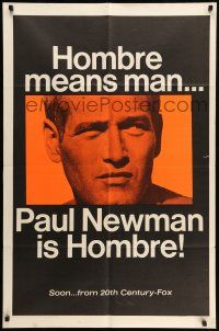 9f386 HOMBRE new art style teaser 1sh '66 Paul Newman, Martin Ritt, Fredric March, it means man!
