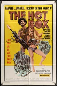 9f388 HOT BOX 1sh '72 ravaged savaged sexy babes fight back with their guns and their bodies!