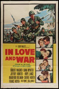 9f414 IN LOVE & WAR 1sh '58 U.S. Marines Robert Wagner & Jeff Hunter, Dana Wynter!