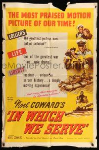 9f418 IN WHICH WE SERVE 1sh '43 directed by Noel Coward & David Lean, English World War II epic!
