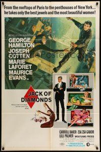 9f440 JACK OF DIAMONDS 1sh '67 George Hamilton steals jewels & sexy women from Paris to New York!