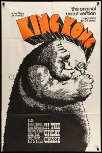 9f475 KING KONG 1sh 1968 action double-bill, wacky Lee Reedy art of giant ape w/topless woman!