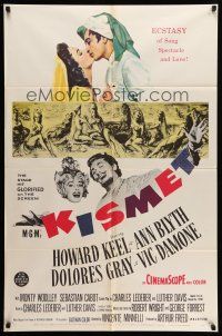 9f480 KISMET 1sh '56 Howard Keel, Ann Blyth, ecstasy of song, spectacle & love!