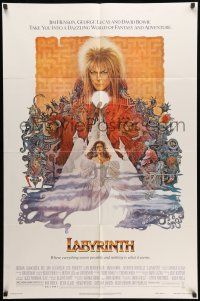 9f487 LABYRINTH 1sh '86 Jim Henson, art of David Bowie & Jennifer Connelly by Ted CoConis!