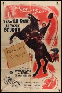 9f500 LAW OF THE LASH 1sh '47 great artwork image of Lash La Rue on rearing horse!