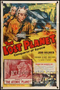 9f531 LOST PLANET chapter 5 1sh '53 Judd Holdren, sci-fi serial, cool art, The Atomic Plane!
