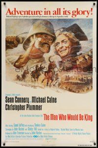 9f561 MAN WHO WOULD BE KING 1sh '75 art of Sean Connery & Michael Caine by Tom Jung!