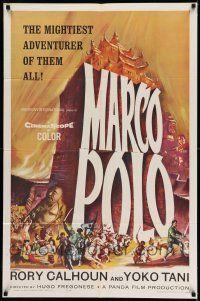 9f565 MARCO POLO 1sh '62 Rory Calhoun as the mightiest adventurer of them all, cool art!