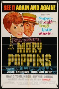9f573 MARY POPPINS style B 1sh R73 Julie Andrews & Dick Van Dyke in Walt Disney's musical classic!