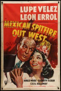 9f587 MEXICAN SPITFIRE OUT WEST 1sh '40 artwork of Leon Errol & sexy Lupe Velez!