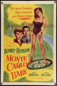 9f604 MONTE CARLO BABY revised 1sh '53 Nous irons a Monte Carlo, Audrey Hepburn, sexy French girl!