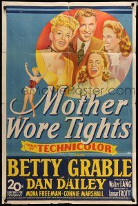 9f612 MOTHER WORE TIGHTS 1sh '47 stone litho art of Betty Grable, Dan Dailey, Mona Freeman!