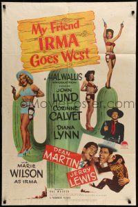 9f623 MY FRIEND IRMA GOES WEST 1sh '50 Martin & Lewis with 3 sexy half-dressed babes on cactus!