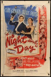 9f637 NIGHT & DAY 1sh '46 Cary Grant as Cole Porter loves sexy Alexis Smith!