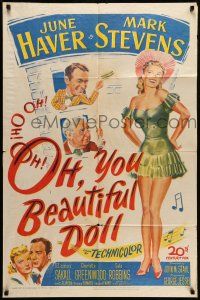9f658 OH YOU BEAUTIFUL DOLL 1sh '49 wonderful super sexy artwork of June Haver!