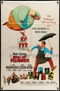 9f806 SON OF FLUBBER 1sh R70 Walt Disney, art of absent-minded professor Fred MacMurray!