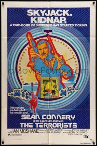 9f869 TERRORISTS 1sh '75 great colorful artwork of Sean Connery by Robert Tanenbaum!