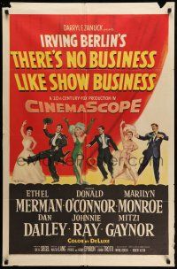 9f876 THERE'S NO BUSINESS LIKE SHOW BUSINESS 1sh '54 art of Marilyn Monroe & other top cast!